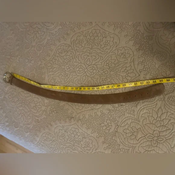 Y2K Big Wide Brown Suede Belt with Gold & Silver Buckle Sueded Pigskin, Size L - Picture 3 of 8